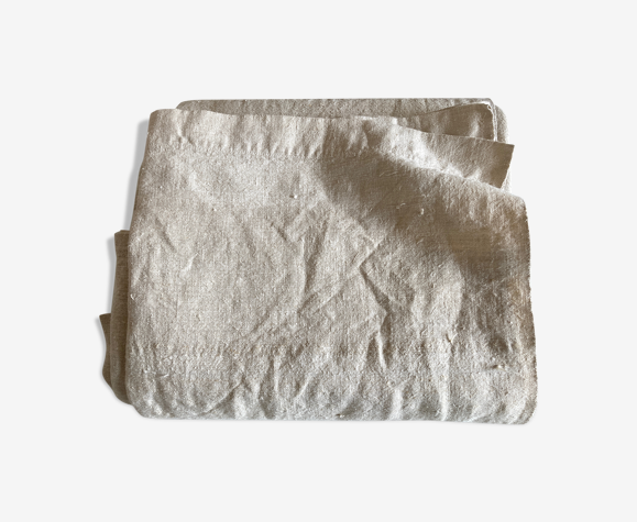 Nappe de ferme 19e en toile de chanvre réserve de trousseau L270cm