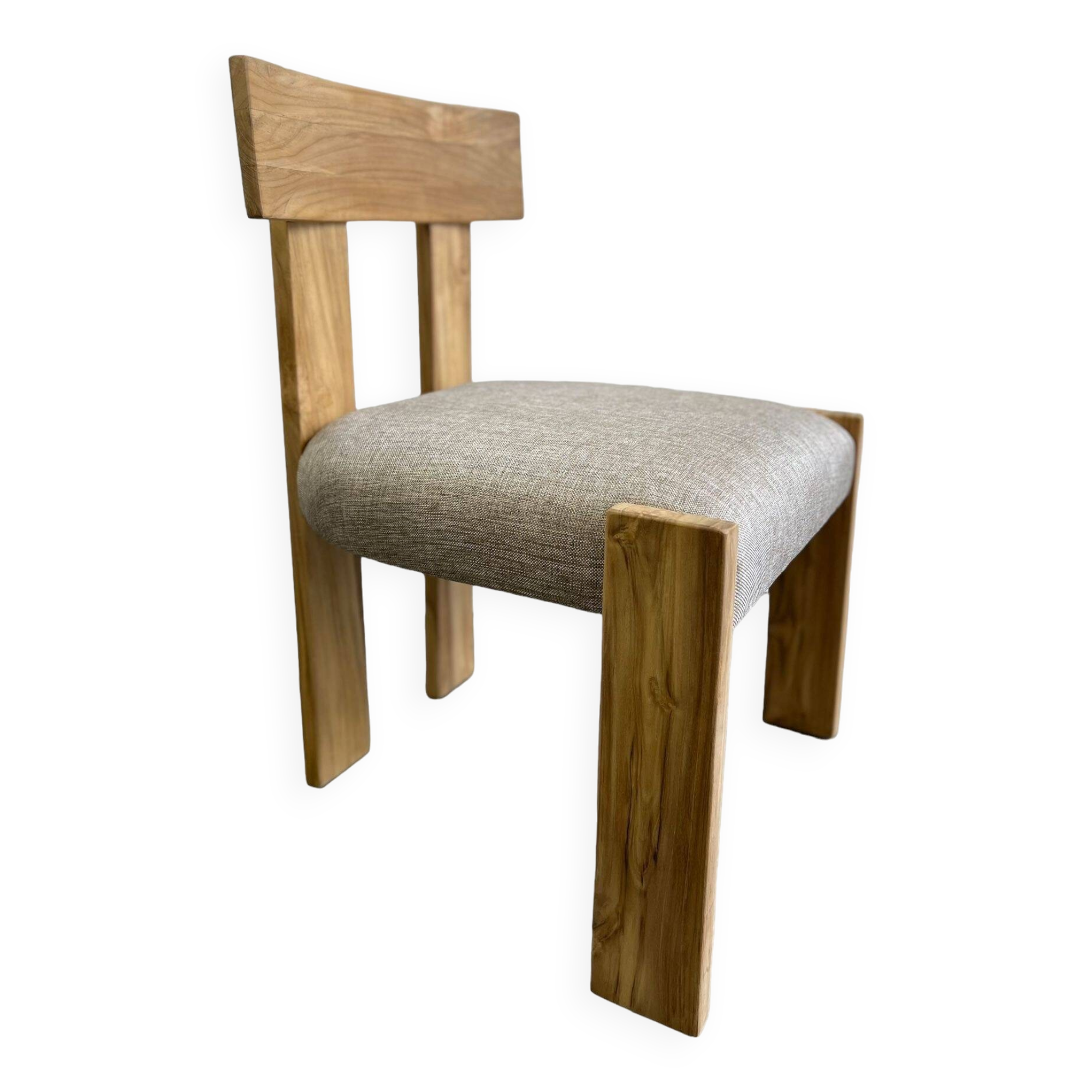 Solid wood chair with linen-look seat