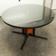 Baumann Diese table and 6 armchairs, Pagnon Pelhaître design, Wenge and red color,