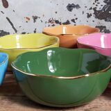 Six vintage multicolored ceramic bowls-cups
