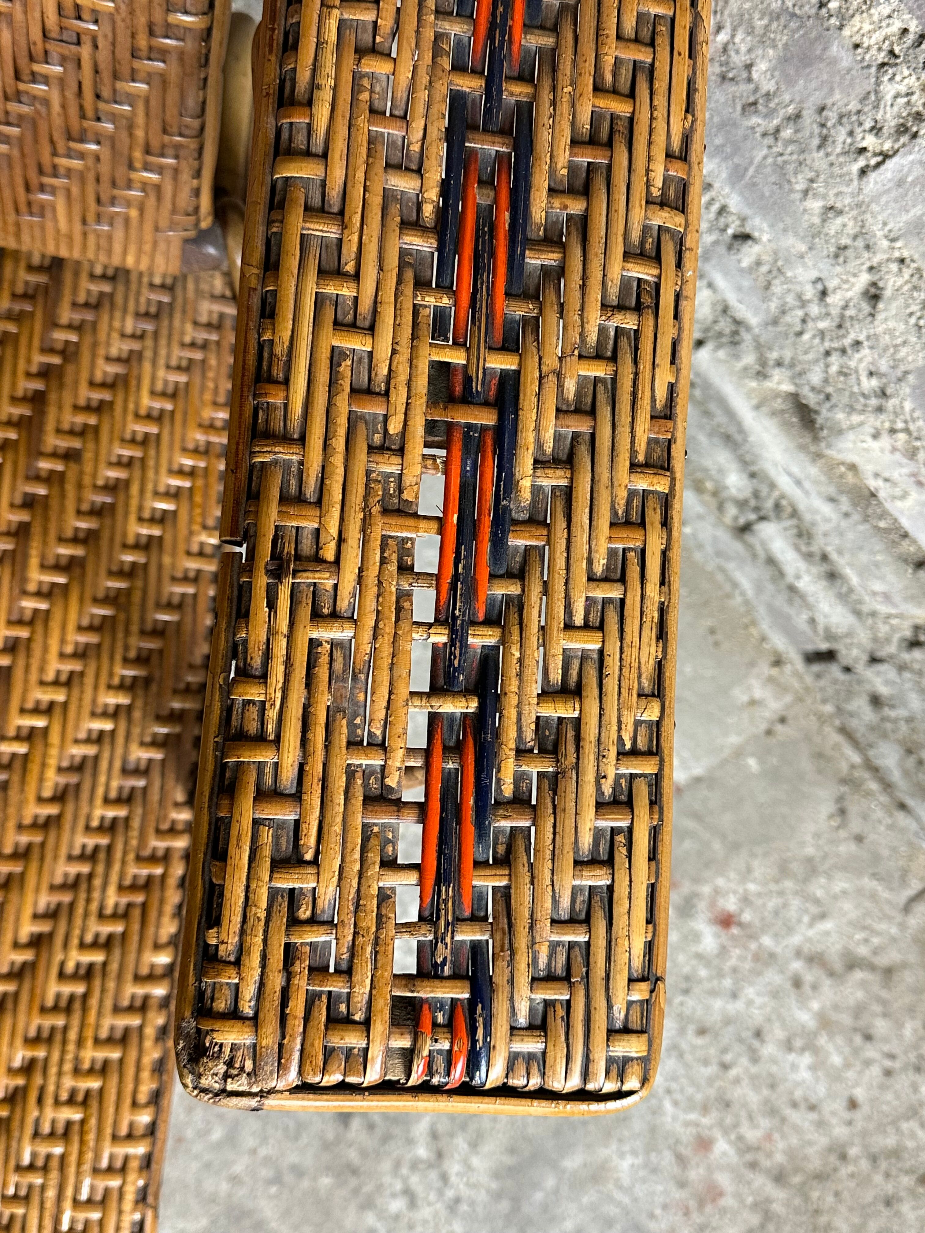 Vintage rattan chaise longue 1960