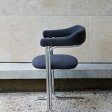 Set of 4 Space age chairs, chrome steel and buckle fabric