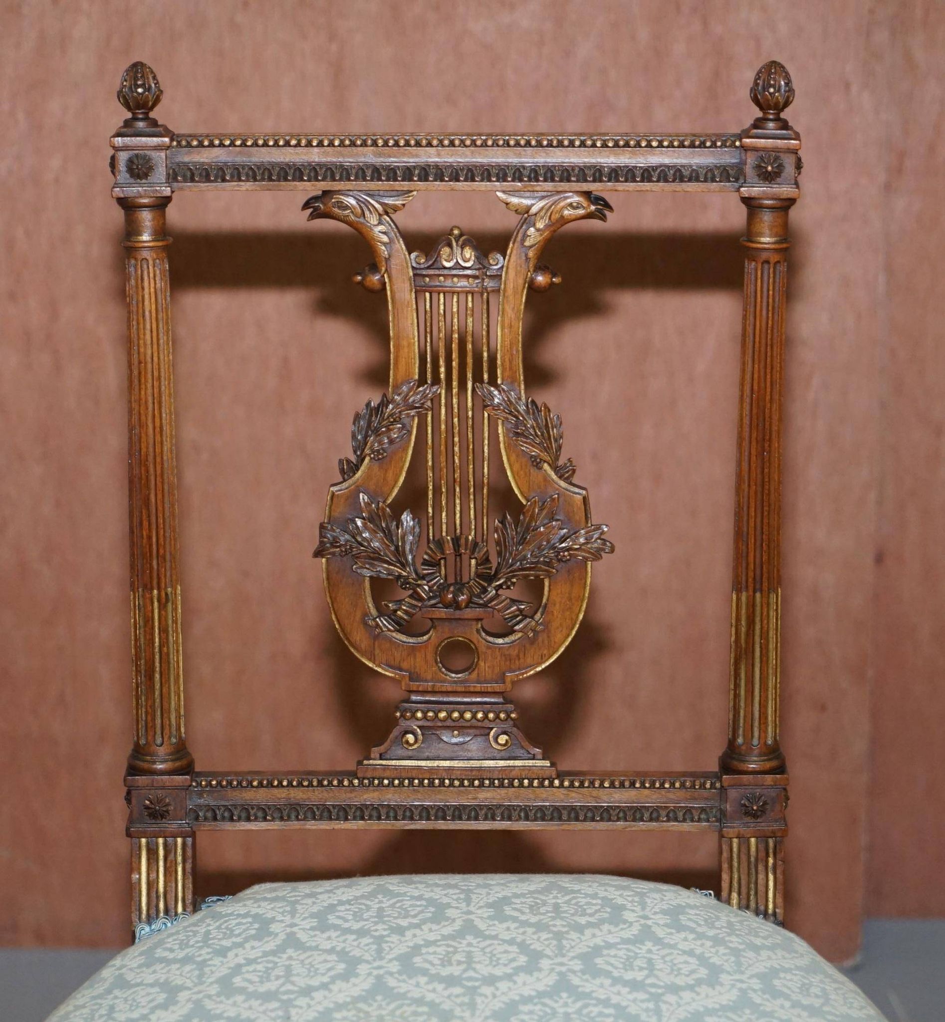 Pair of Carved Golden Wood Accent Chairs