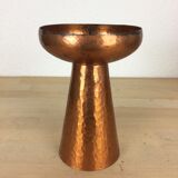 Modernist Scandinavian candle holder in hammered copper
