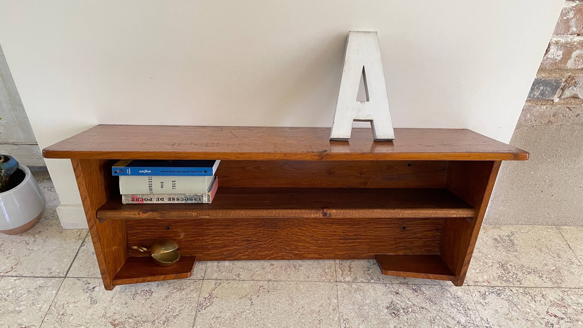 Geometric Wall Shelf Solid Oak Vintage