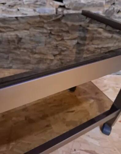 Title: "Chic" Trolley - Brushed Steel & Smoked Glass - Style G