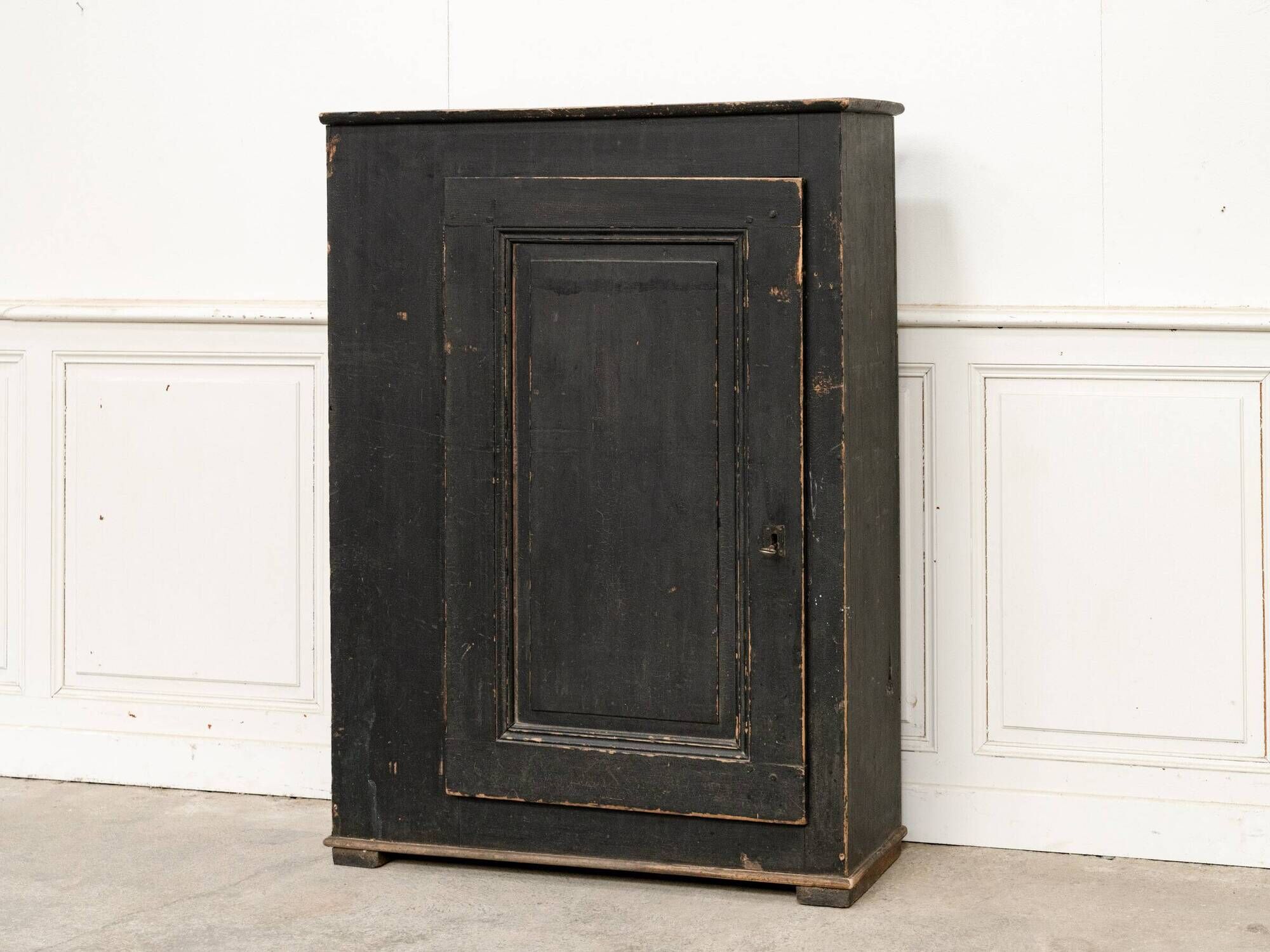 Antique primitive black wood furniture, beautiful original patina from the late 19th century.