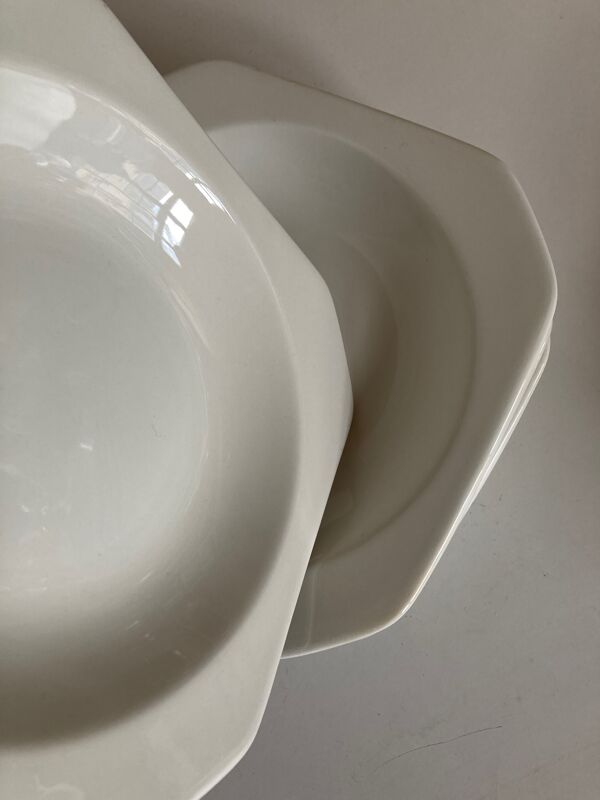 Set de 6 assiettes creuses scandinaves octogonales 1970
