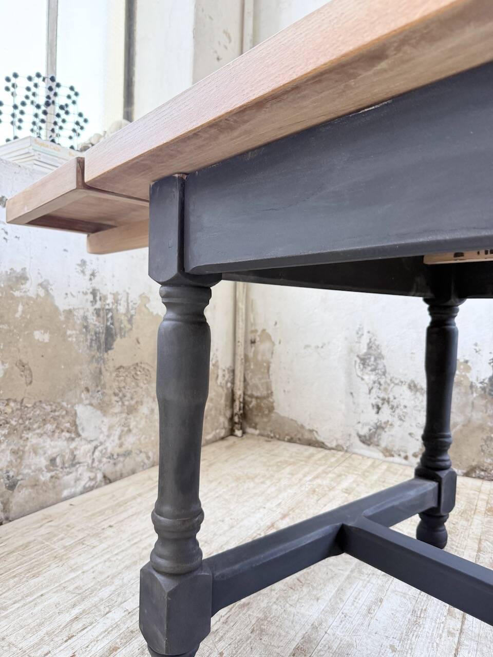 Table de ferme en chêne avec rallonges