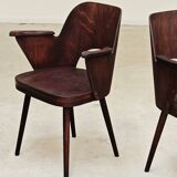 Pair of wooden armchairs by Lubomir Hofmann for Ton (Thonet), 1960
