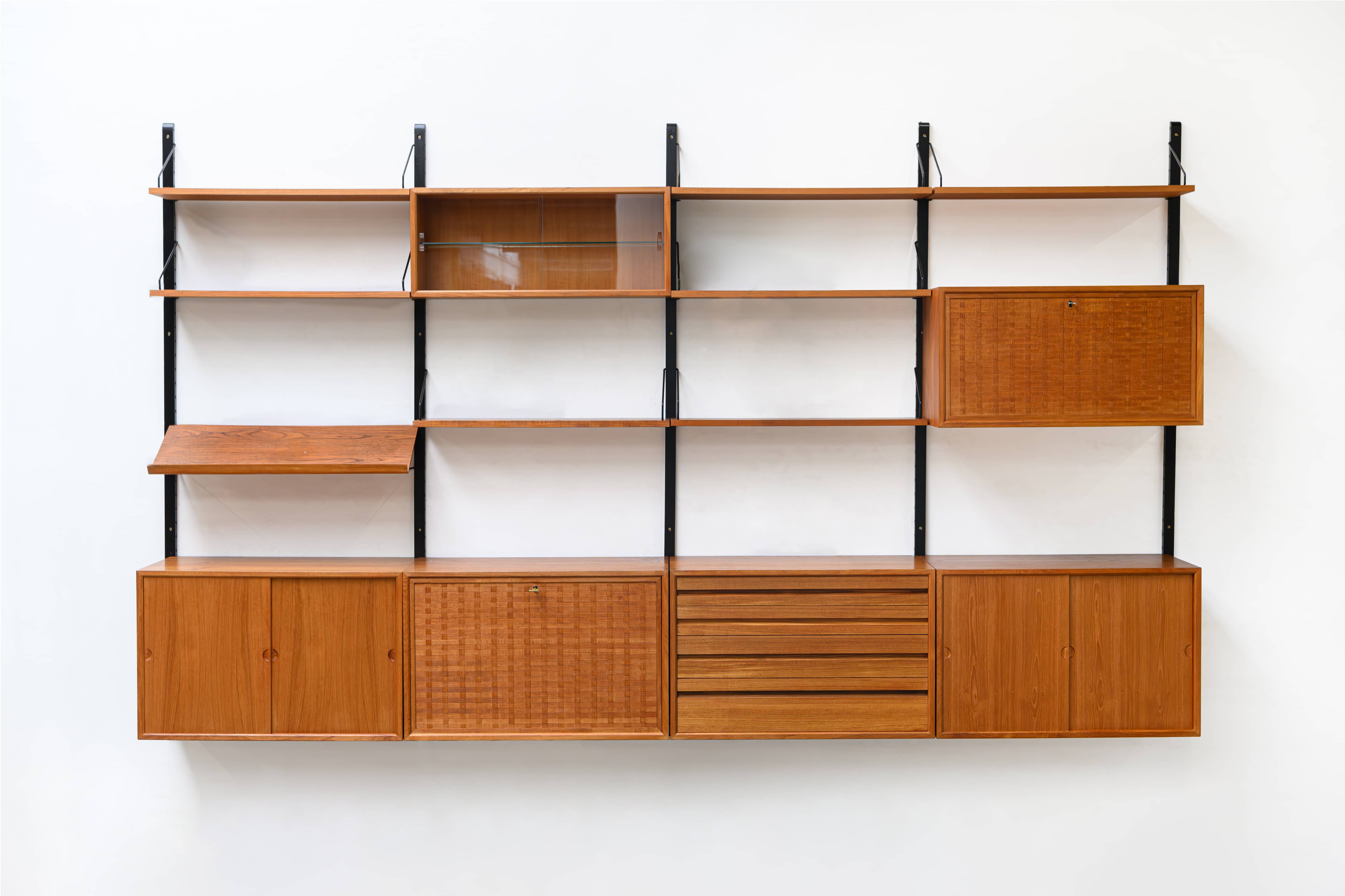 Unité murale modulaire scandinave en teck par Poul Cadovius pour Royal System, Danemark Années 1960