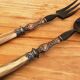 Vintage serving cutlery in horn and wrought metal