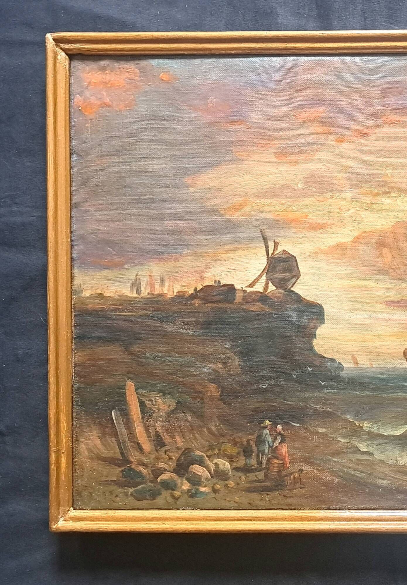 Pair of Impressionist paintings, Oil on canvas 1830, Romantic seascape