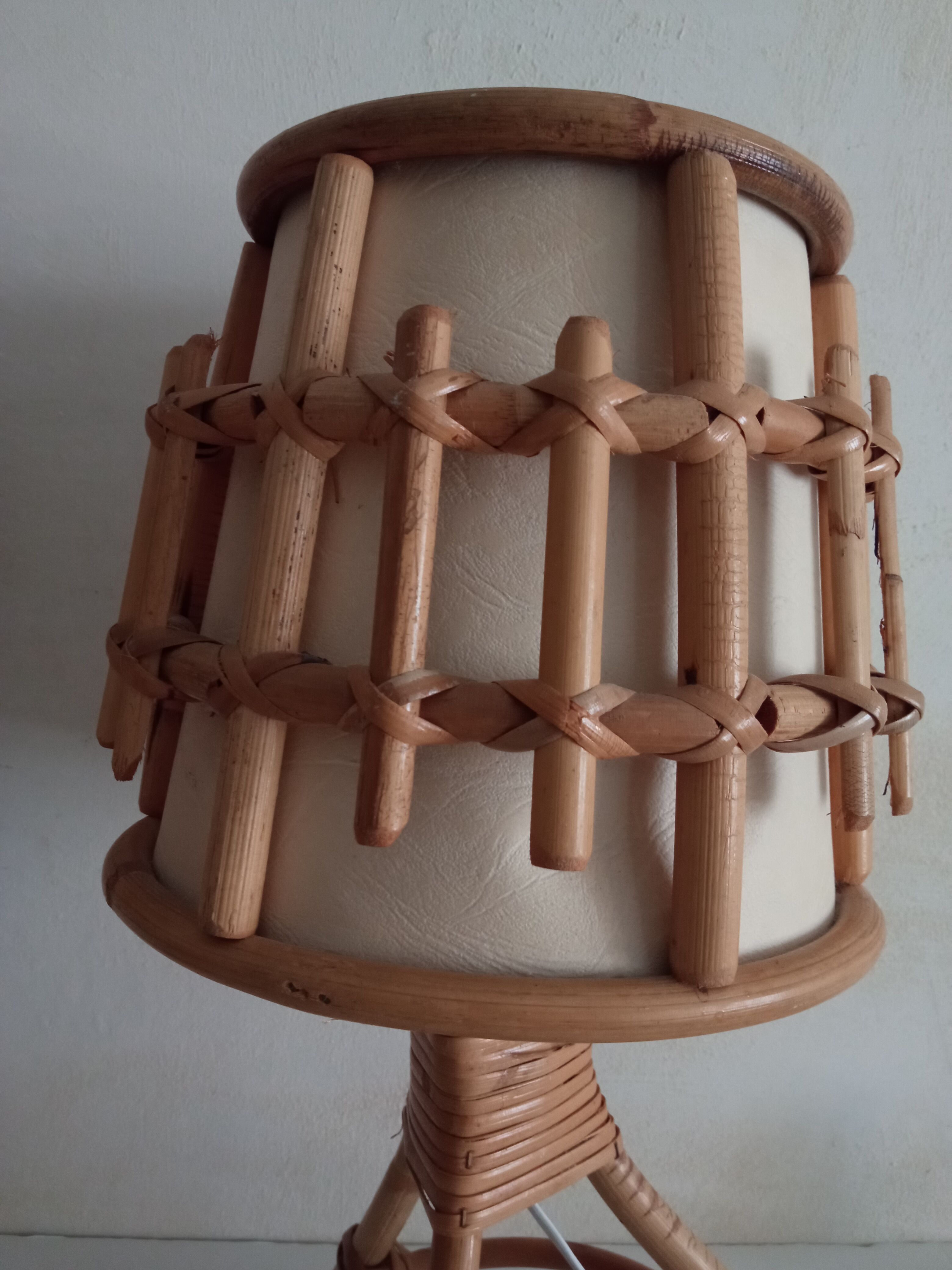 Pair of vintage bamboo bedside lamps