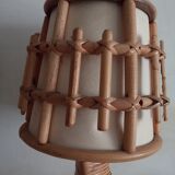 Pair of vintage bamboo bedside lamps
