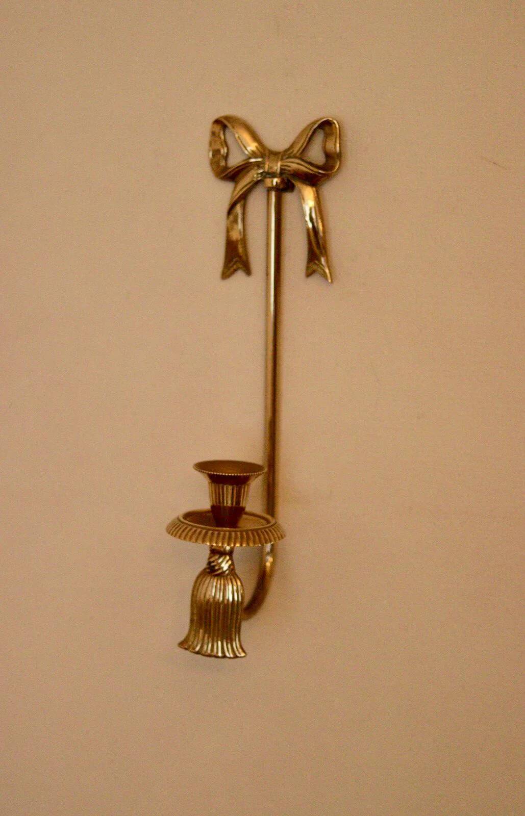 Grande applique murale vintage en laiton avec nœud