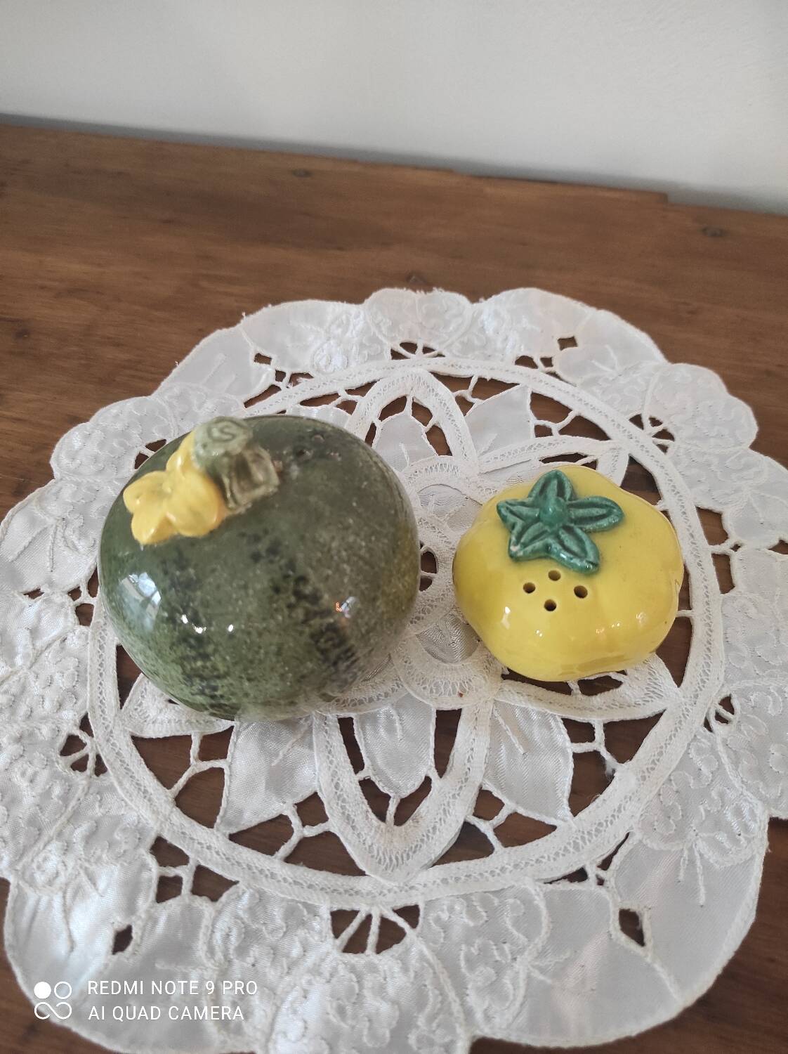 Barbotine salt and pepper shaker set
