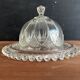 Vintage glass cheese dome with its plate, 1950s.