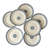 Lot de 7 assiettes plates Terre de Fer U&C Sarreguemines modèle "Alger" fin XIXème