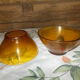 2 bols en verre ambré jaune, Vereco, vintage