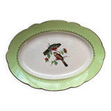 Old oval dish in Badonviller earthenware, decorated with Les Oiseaux.