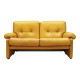 Yellow leather sofa, Italian design, 1960s, manufacturer: B&B Italia, design