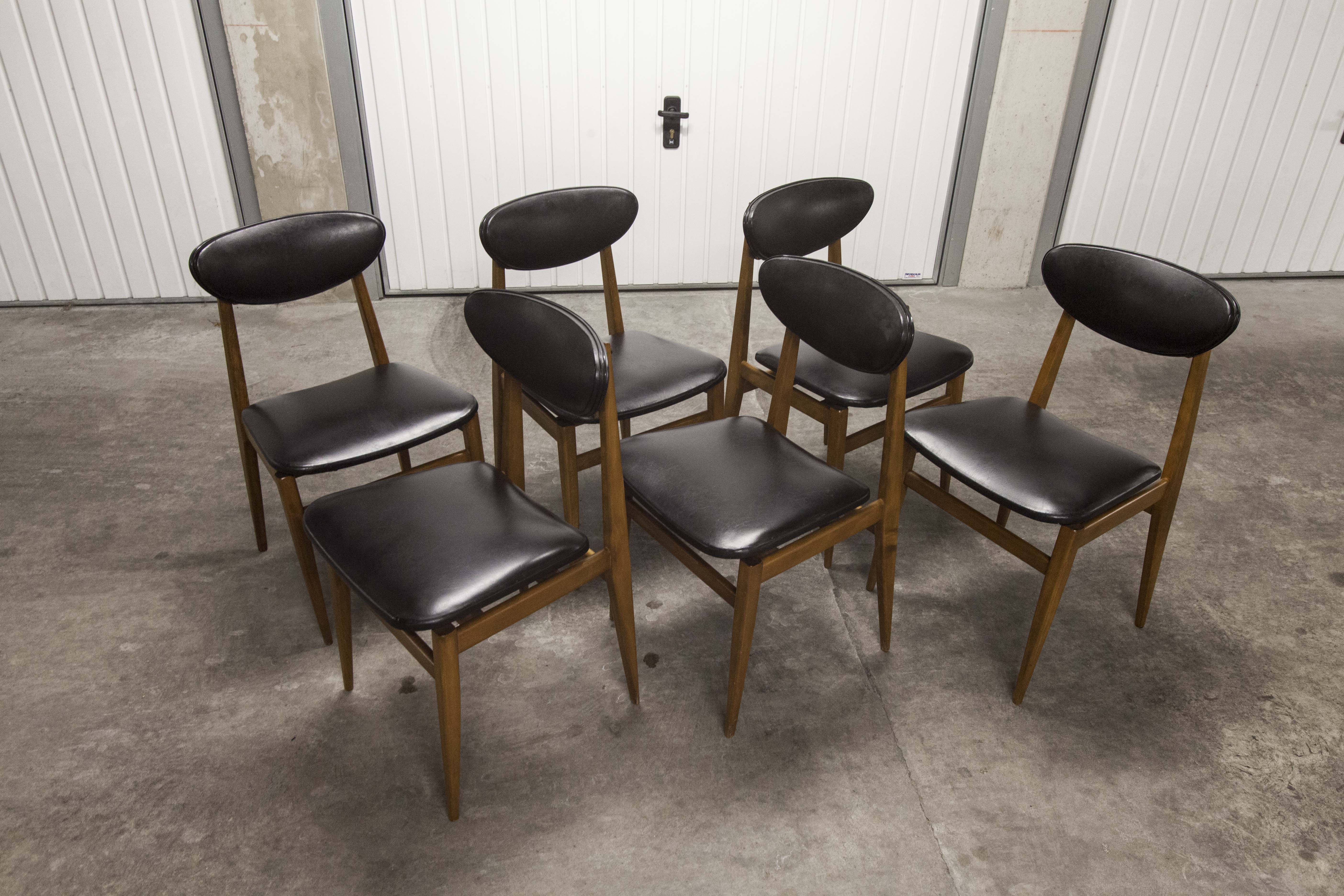 6 Teak chairs with oval back