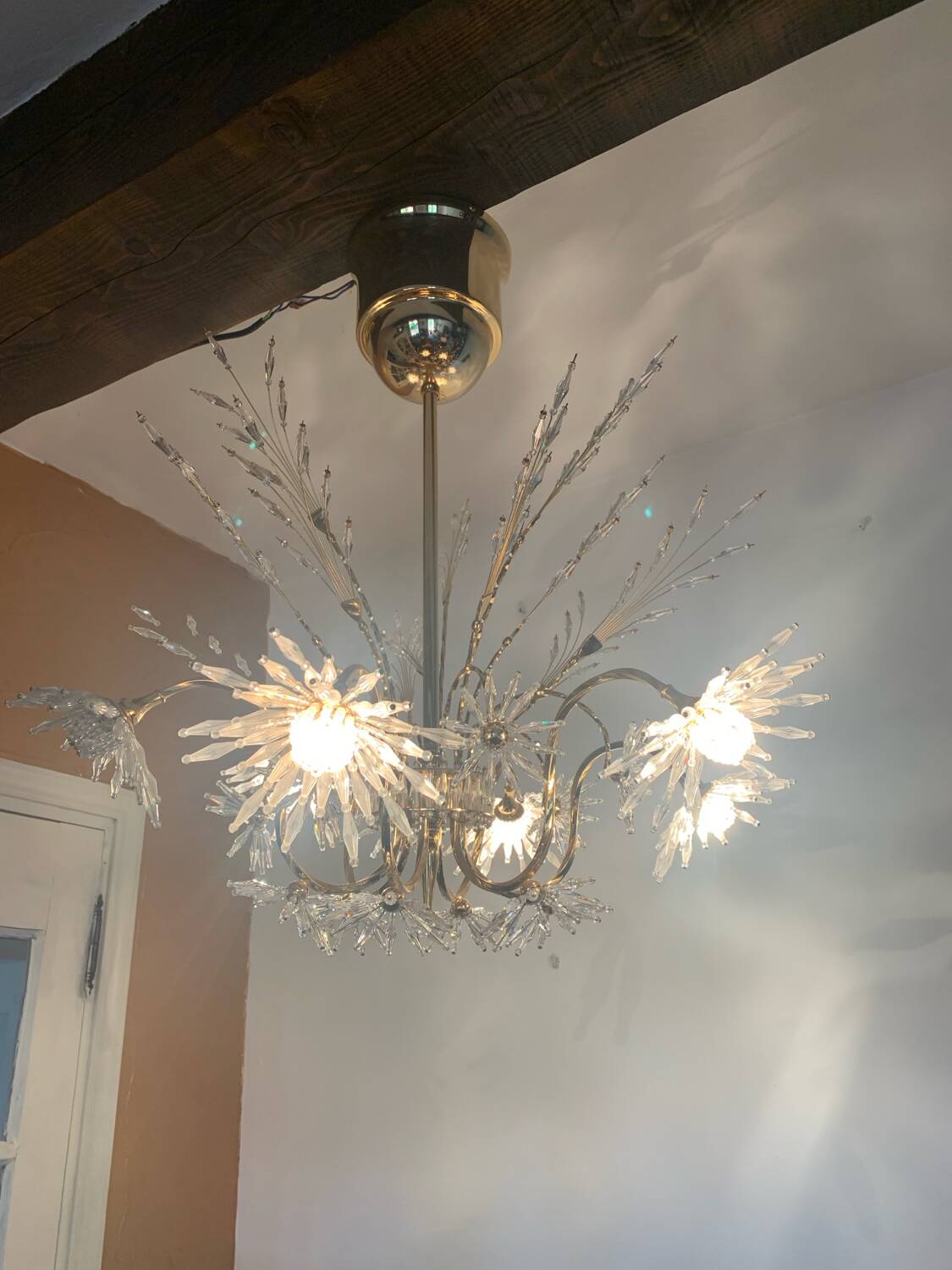 Profili studio chandelier gold plated and Swarovski crystal
