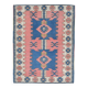 5x6 Blue & Pink Vintage Rug, Handmade Wool Turkish Rug, 141x184Cm