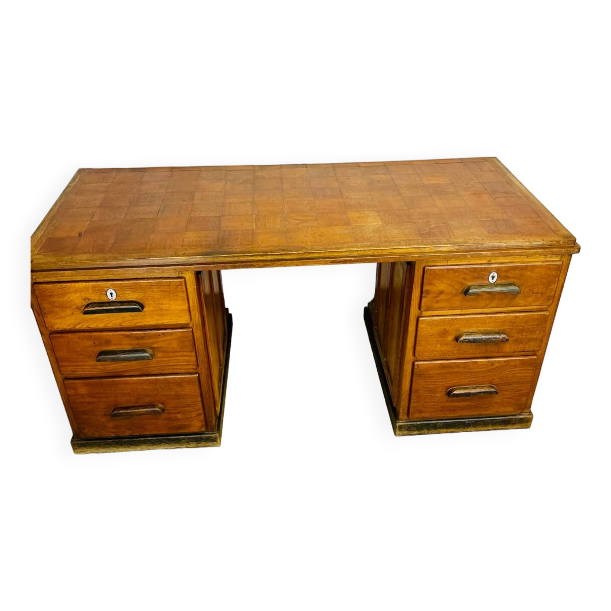 Wooden desk with pedestals