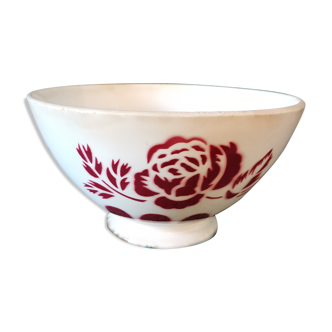 Bol ancien Digoin rose rouge