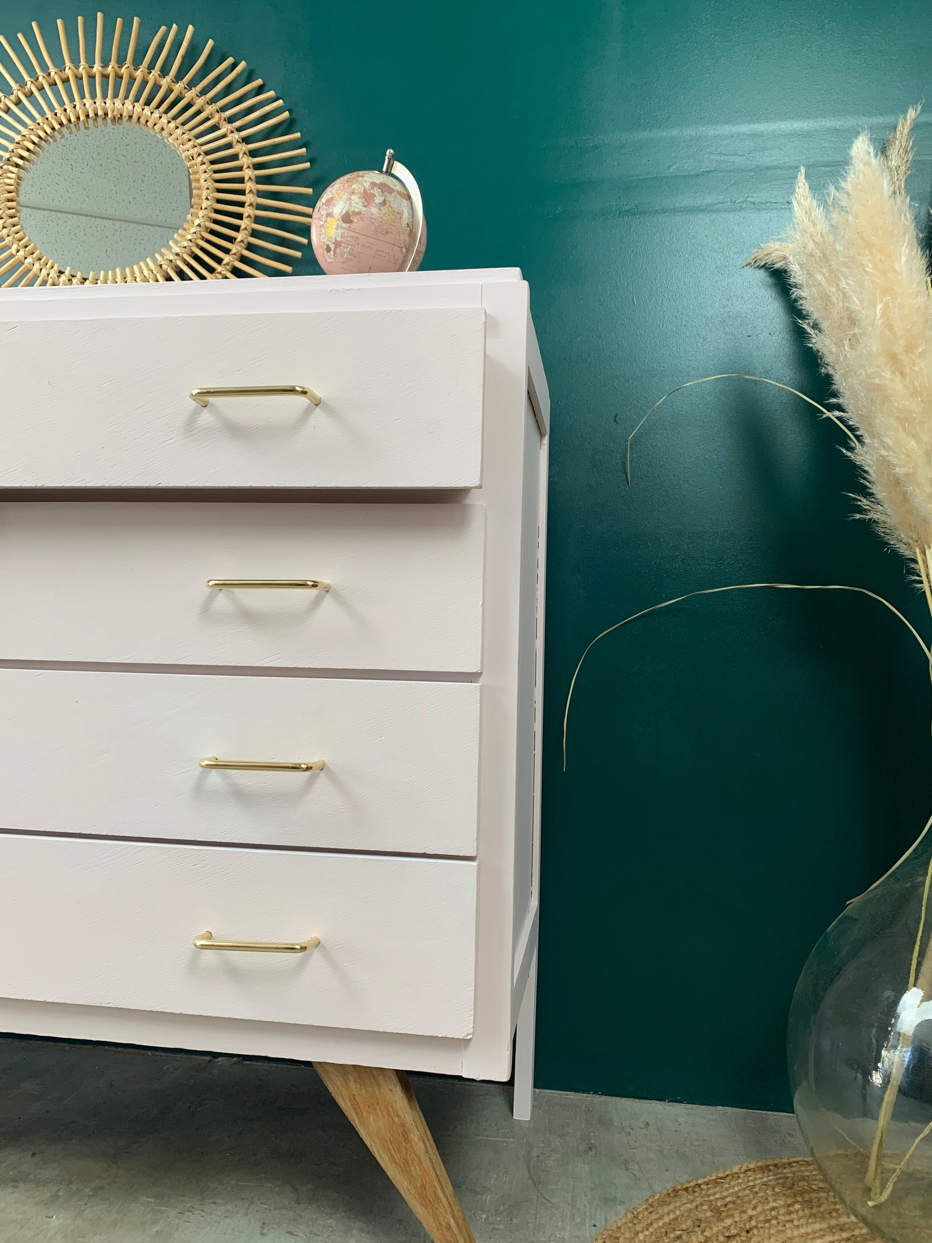 Powder pink vintage dresser