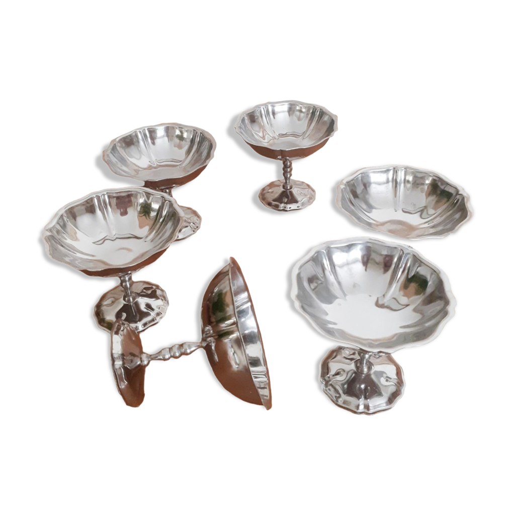 Coupes à Glace Ou Sorbet, Lot De 6 ,en Inox 18/10 , Années 70