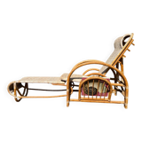 Vintage Rattan and Bamboo Chaise Longue from the 60s Italy