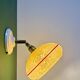 Vintage wall lamp with yellow clichy glass shade and red trim