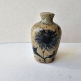 Vase with floral motif in enamelled ceramic - signed Suzanne Dauliach