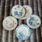 6 mismatched vintage deep plates in ironstone