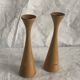 Pair of vintage birch wood candlesticks, Scandinavian design