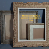 Montparnasse frame with keys carved ceruse wood 62x53 cm, foliage 46x38 cm SB