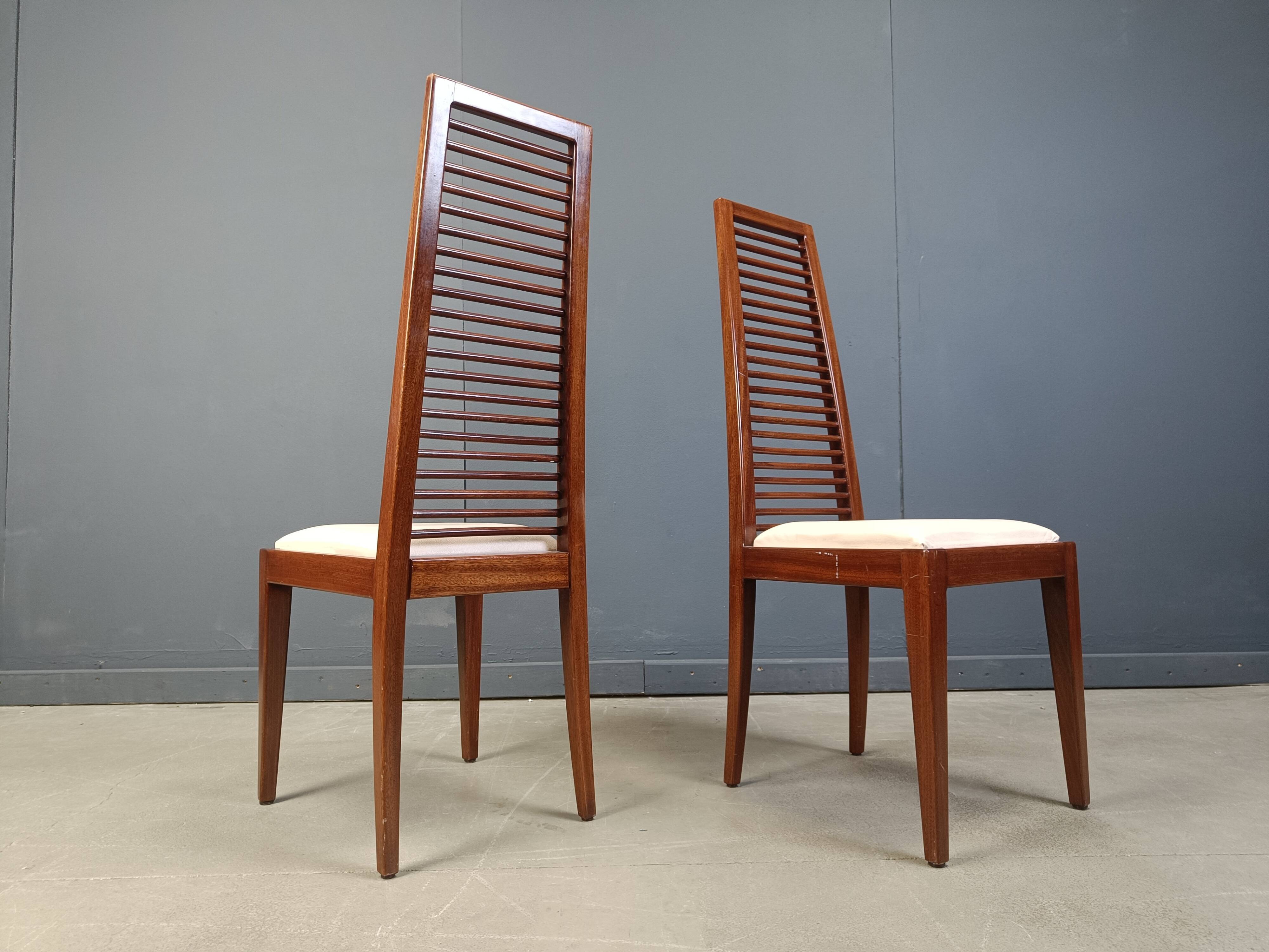 Set of 8 Italian high back dining chairs, 1980s