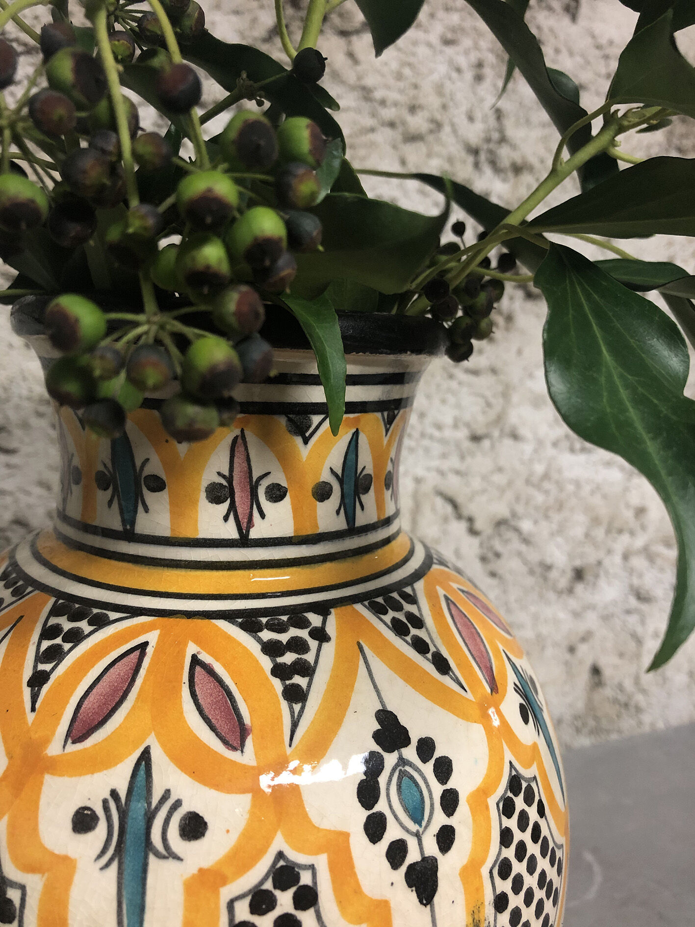 Large Moroccan Vase Safi yellow and black