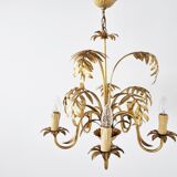 Vintage gilt metal palm chandelier, 1960s