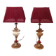 Pair of vintage golden acanthus leaf decorative lamps