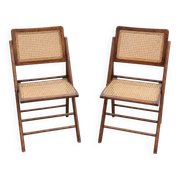 Vintage folding chair in wood and cane – 1960s/70s