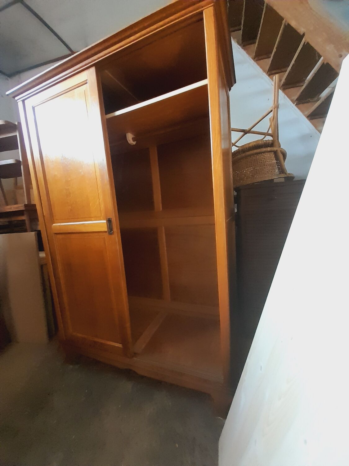Vintage oak sliding wardrobe/closet