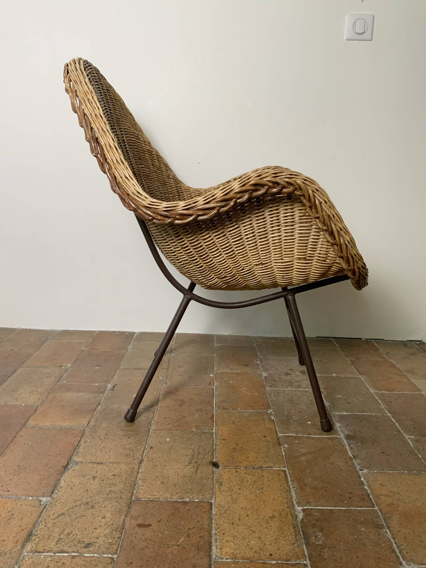 Mid-century wicker armchair