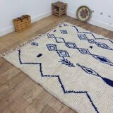 Azilal Vintage Rug 276x180 cm - Blue Geometric Patterns