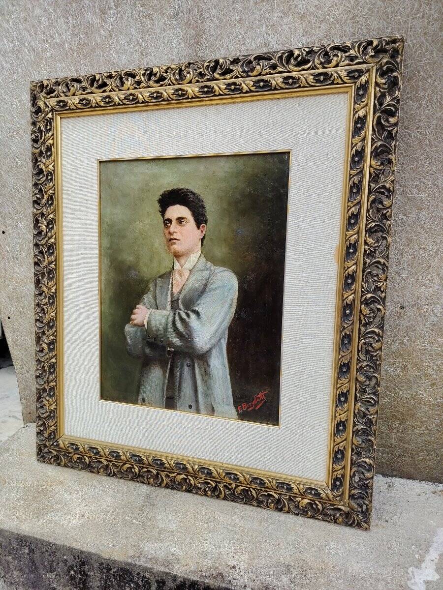 Oil painting on canvas by Pietro Mascagni, composer from the early 1900s.