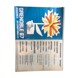 Rare poster grenoble 1967 snow programme olympic winter games autrans chamrousse saint nizier