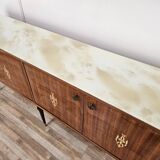 Mid-century 1960s mahogany sideboard with glass top